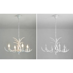 4 Light White Rustic Artistic Retro Antler Antique Chandelier