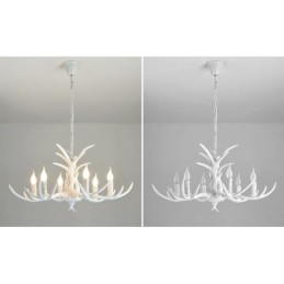 6 Light White Rustic Artistic Retro Antler Antique Chandelier