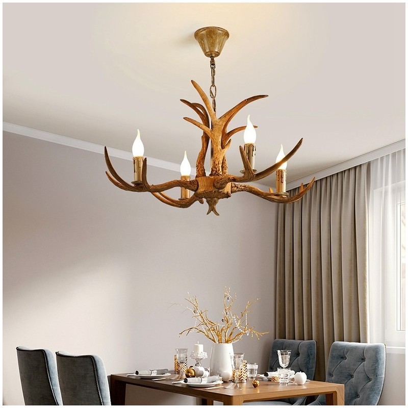 4 Light Rustic Artistic Retro Antler Antique Chandelier