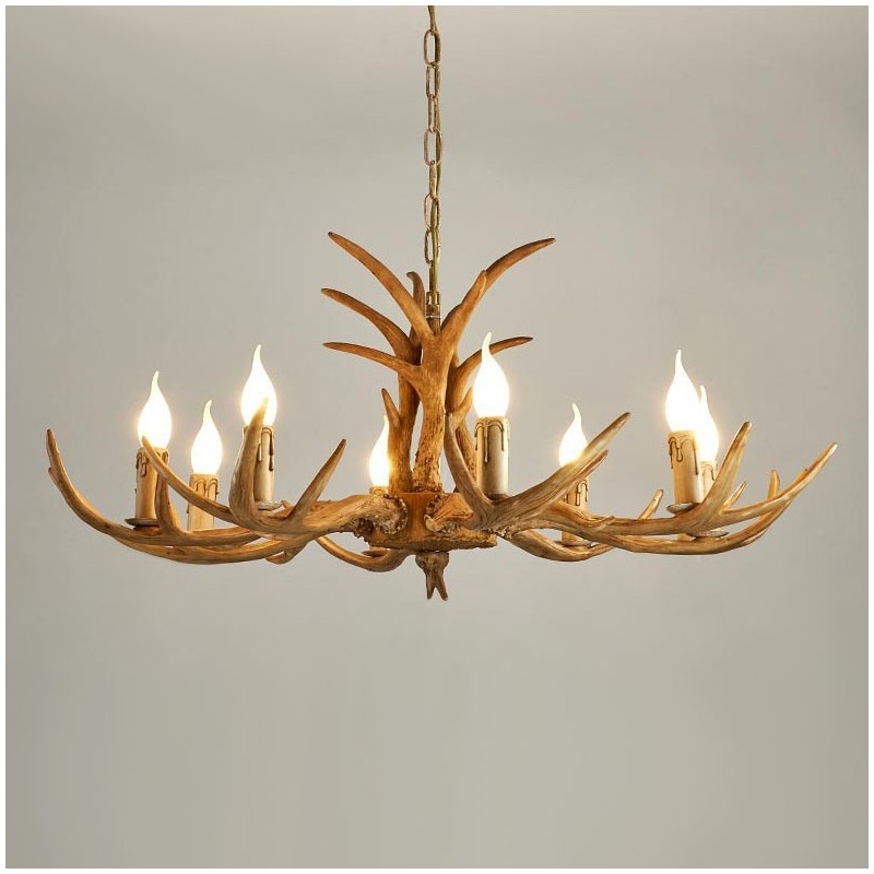 8 Light Rustic Artistic Retro Antler Antique Chandelier