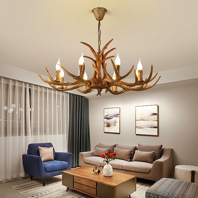8 Light Rustic Artistic Retro Antler Antique Chandelier