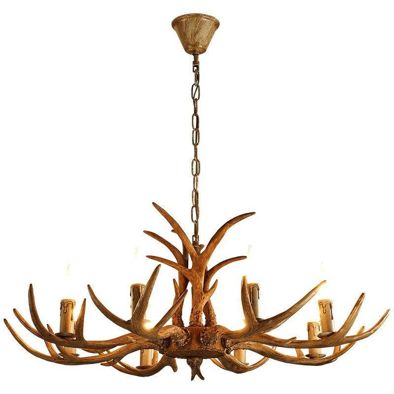 8 Light Rustic Artistic Retro Antler Antique Chandelier