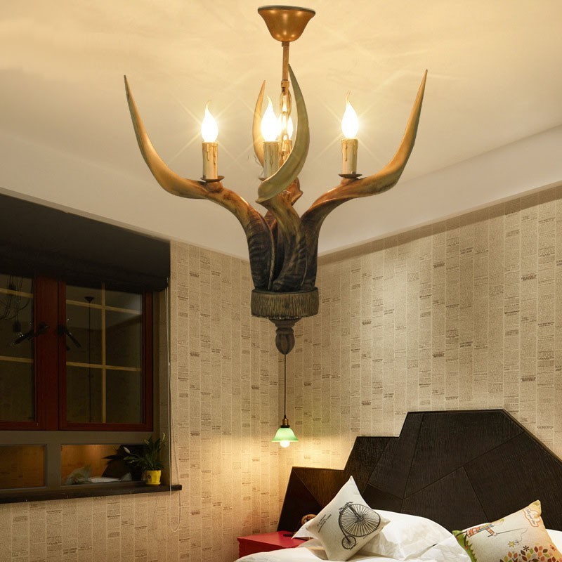 4 Light Rustic Artistic Retro Antler Antique Chandelier
