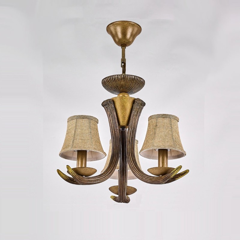 3 Light Rustic Artistic Retro Antler Antique Chandelier with Shades