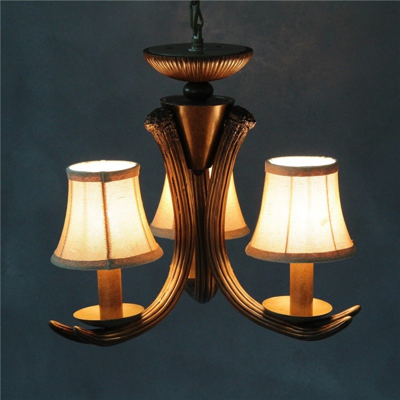 3 Light Rustic Artistic Retro Antler Antique Chandelier with Shades