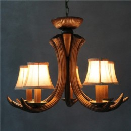 5 Light Rustic Artistic Retro Antler Antique Chandelier with Shades
