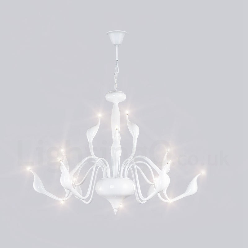 15 Light White Modern Contemporary Electroplated Metal Chandelier