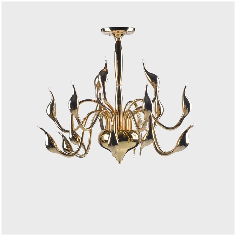 15 Light Gold Modern Contemporary Electroplated Metal Chandelier