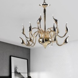 15 Light Gold Modern Contemporary Electroplated Metal Chandelier