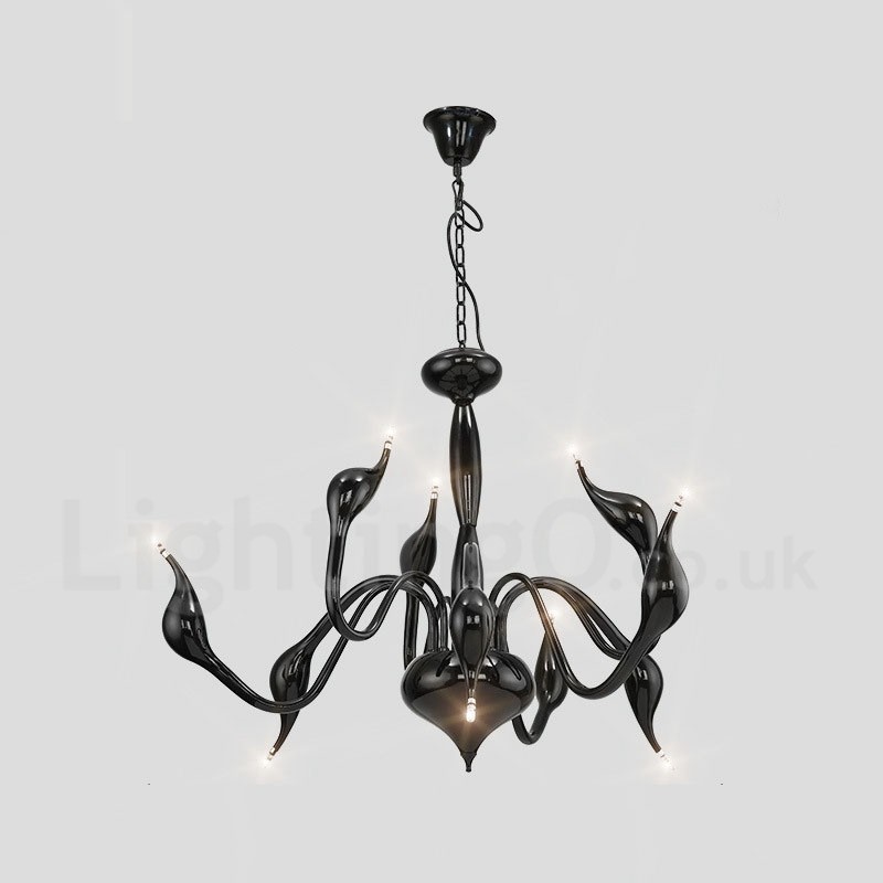 9 Light Black Modern Contemporary Electroplated Metal Chandelier