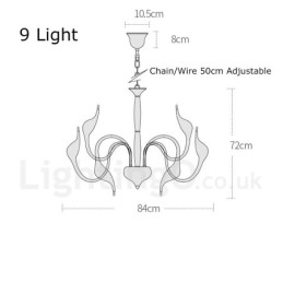 9 Light Black Modern Contemporary Electroplated Metal Chandelier