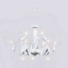 12 Light Modern Swan White Metal Chandelier Pendant Light
