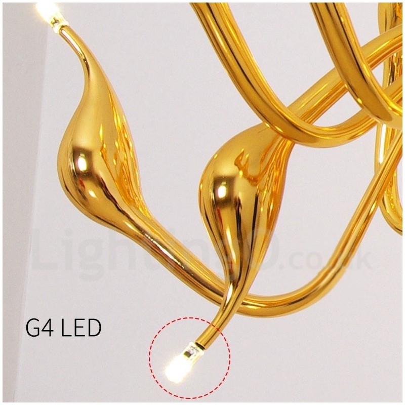 12 Light Modern Swan Gold Metal Chandelier Pendant Light
