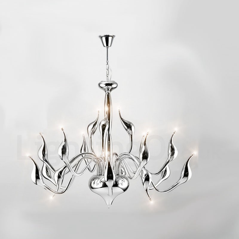 18 Lights Stainless Post Modern Swan Chandelier Light G4 Chrome Finished