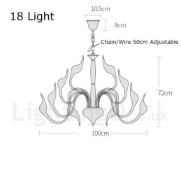18 Lights Stainless Post Modern Swan Chandelier Light G4 Chrome Finished