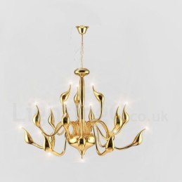 18 Lights Stainless Post Modern Swan Chandelier Light G4 Gold Finished
