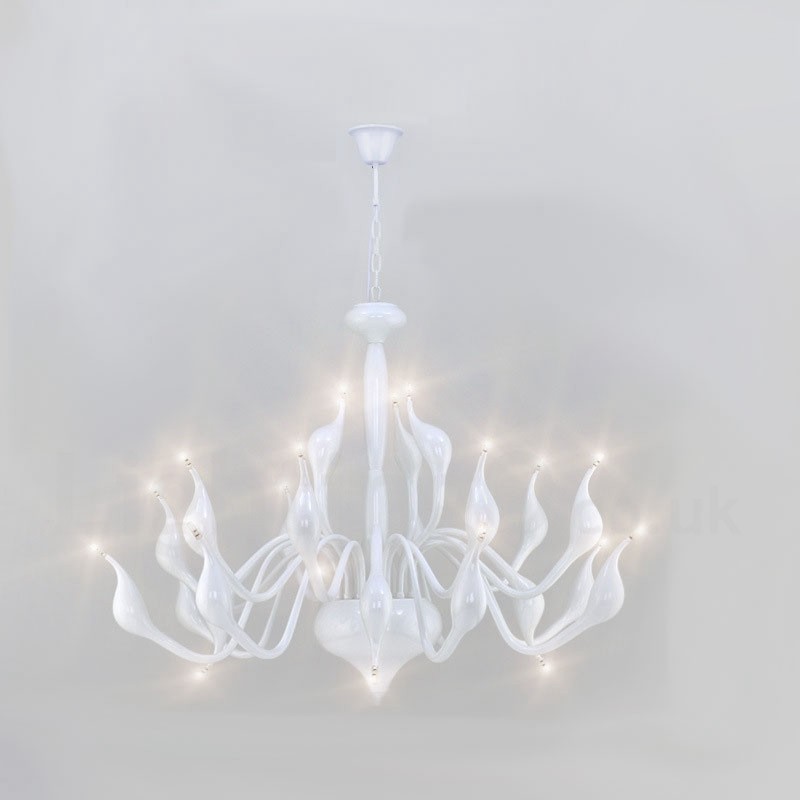 24 Lights Modern Swan Chandelier Light G4 White Plating