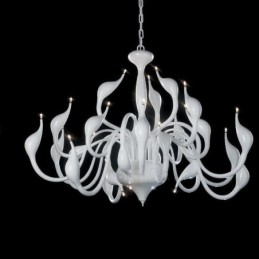 24 Lights Modern Swan Chandelier Light G4 White Plating