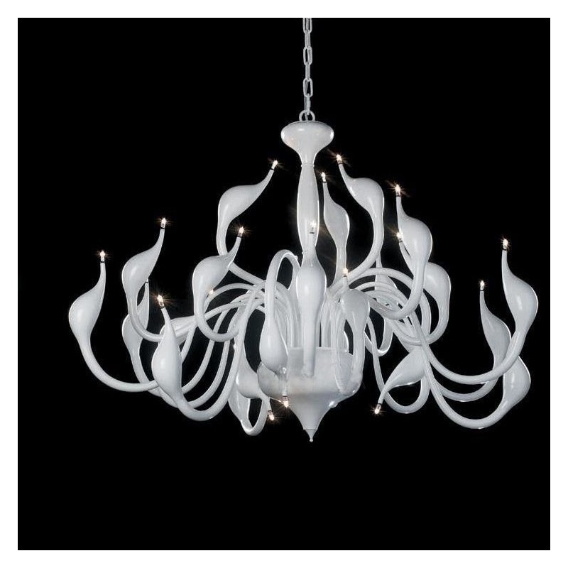 24 Lights Modern Swan Chandelier Light G4 White Plating