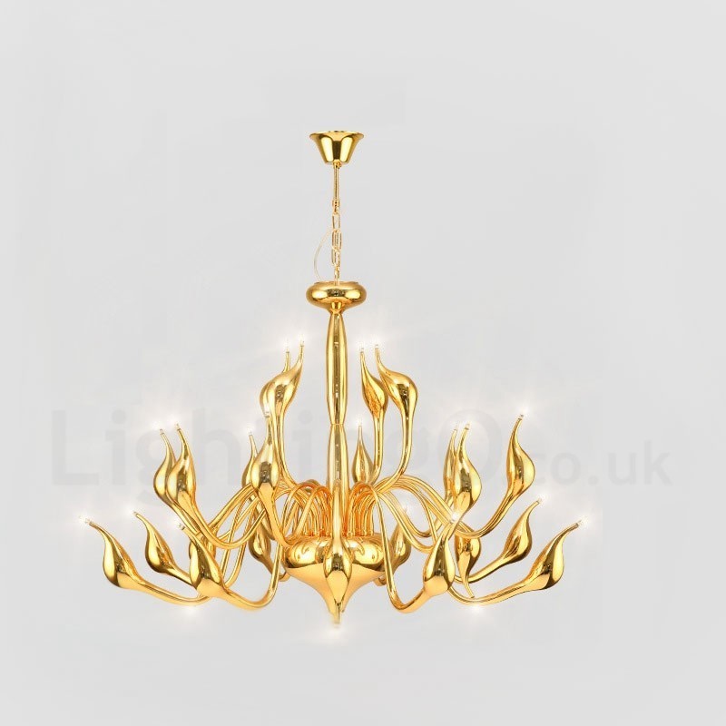 24 Lights Modern Swan Chandelier Light G4 Gold Plating