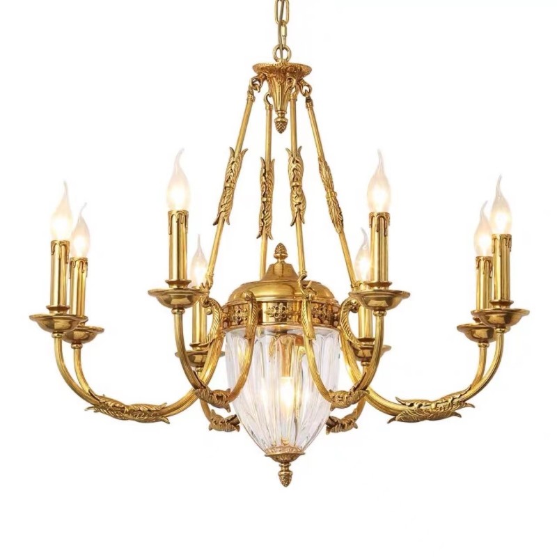 Luxury French All Copper Crystal Chandelier Lamp Dining luminaire Chandelier