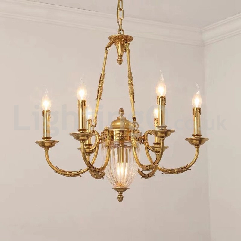 Luxury French All Copper Crystal Chandelier Lamp Dining luminaire Chandelier