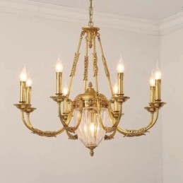 Luxury French All Copper Crystal Chandelier Lamp Dining luminaire Chandelier