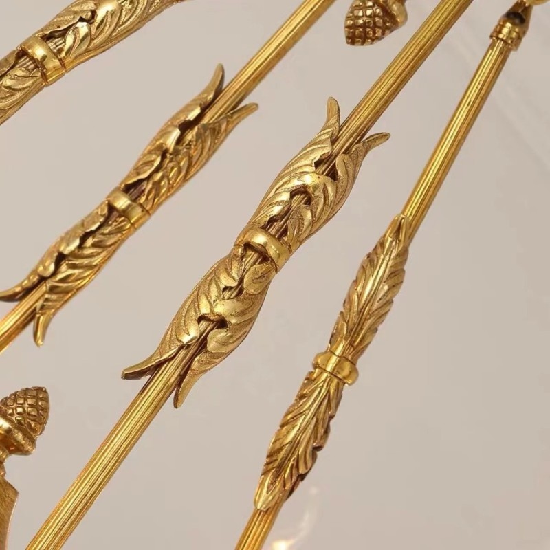 Luxury French All Copper Crystal Chandelier Lamp Dining luminaire Chandelier