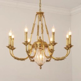 Luxury French All Copper Crystal Chandelier Lamp Dining luminaire Chandelier