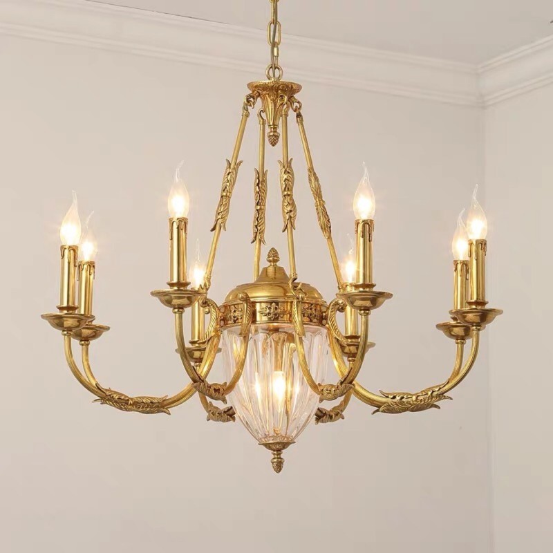 Luxury French All Copper Crystal Chandelier Lamp Dining luminaire Chandelier