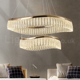 Square Crystal Pendant Light 1 2 Rings K9 Crystal Indoor Ceiling Luminaire
