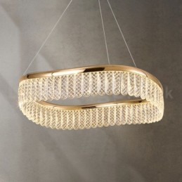 Square Crystal Pendant Light 1 2 Rings K9 Crystal Indoor Ceiling Luminaire