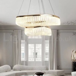 Square Crystal Pendant Light 1 2 Rings K9 Crystal Indoor Ceiling Luminaire