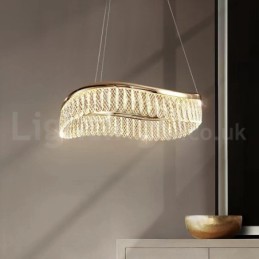 Square Crystal Pendant Light 1 2 Rings K9 Crystal Indoor Ceiling Luminaire