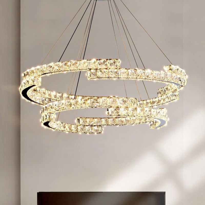 Round Crystal Pendant Light Luxury K9 Crystal Indoor Ceiling Luminaire