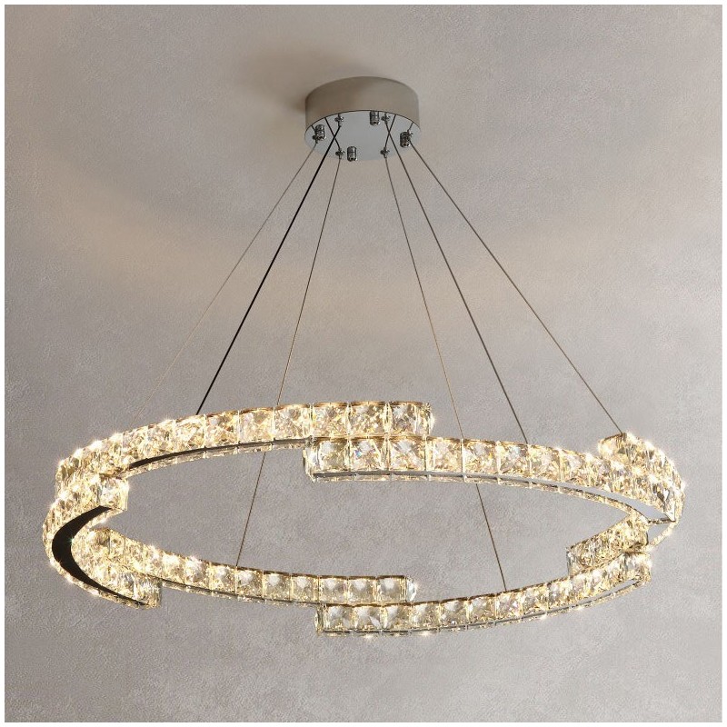 Round Crystal Pendant Light Luxury K9 Crystal Indoor Ceiling Luminaire