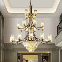 Big Luxury Copper Crystal Chandelier for 12+8+4 Light Holder