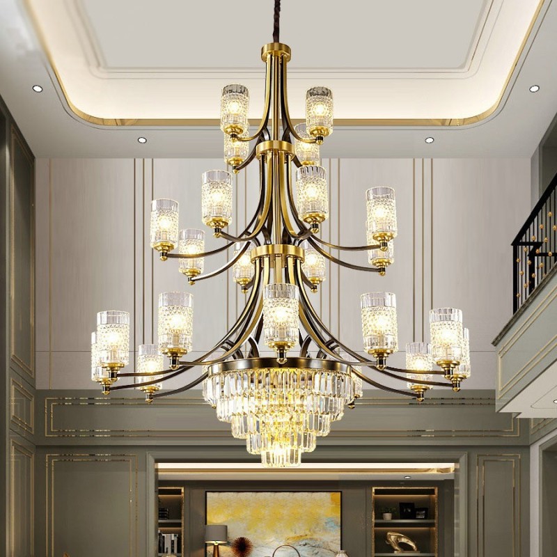Big Luxury Copper Crystal Chandelier for 12+8+4 Light Holder