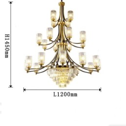 Big Luxury Copper Crystal Chandelier for 12+8+4 Light Holder