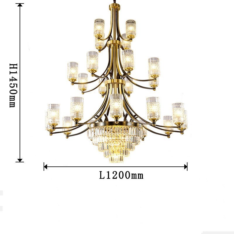 Big Luxury Copper Crystal Chandelier for 12+8+4 Light Holder