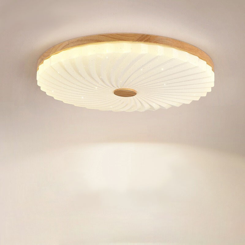 Nordic Round Simple Modern Solid Wood Flush Mounted Ceiling Light