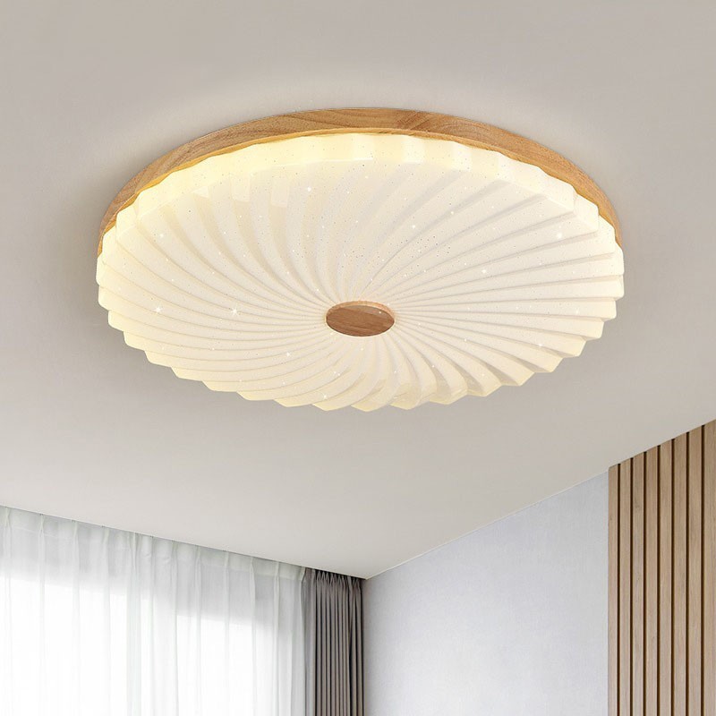 Nordic Round Simple Modern Solid Wood Flush Mounted Ceiling Light