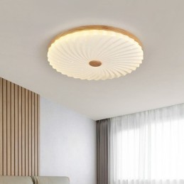 Nordic Round Simple Modern Solid Wood Flush Mounted Ceiling Light