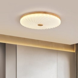 Nordic Round Simple Modern Solid Wood Flush Mounted Ceiling Light