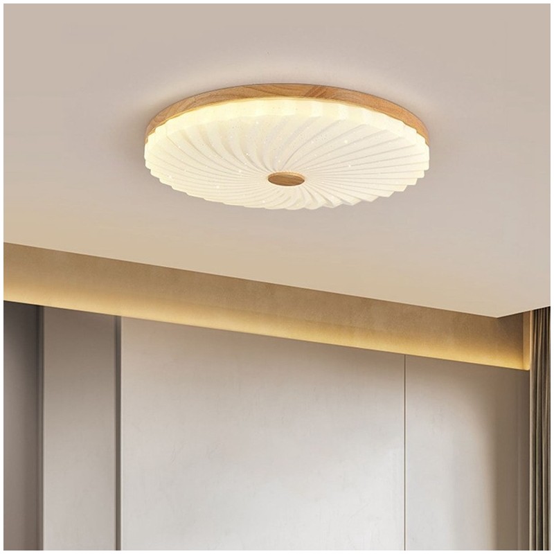 Nordic Round Simple Modern Solid Wood Flush Mounted Ceiling Light