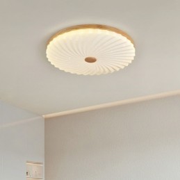 Nordic Round Simple Modern Solid Wood Flush Mounted Ceiling Light
