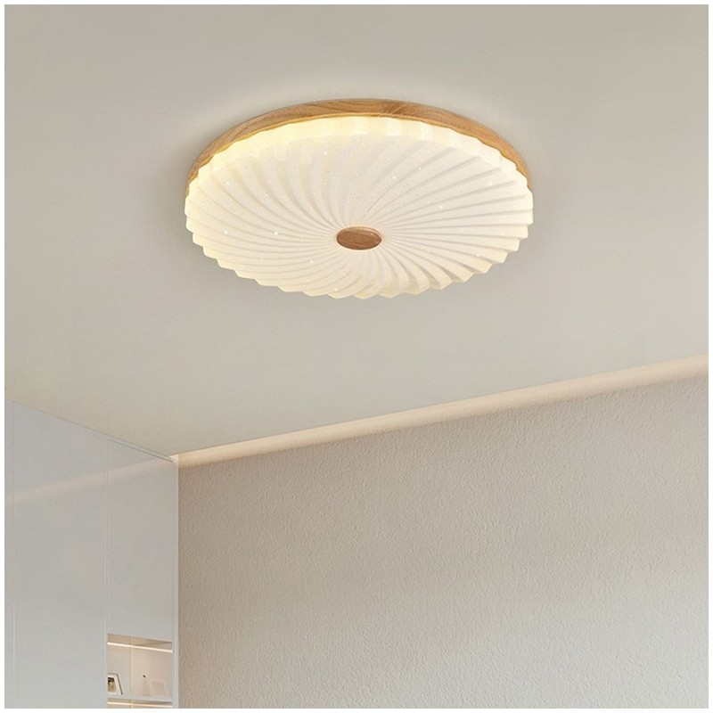 Nordic Round Simple Modern Solid Wood Flush Mounted Ceiling Light