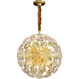 Nordic Spherical Brass Dandelion Crystal Pendant Light