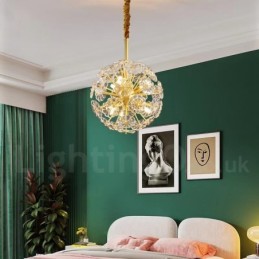 Nordic Spherical Brass Dandelion Crystal Pendant Light