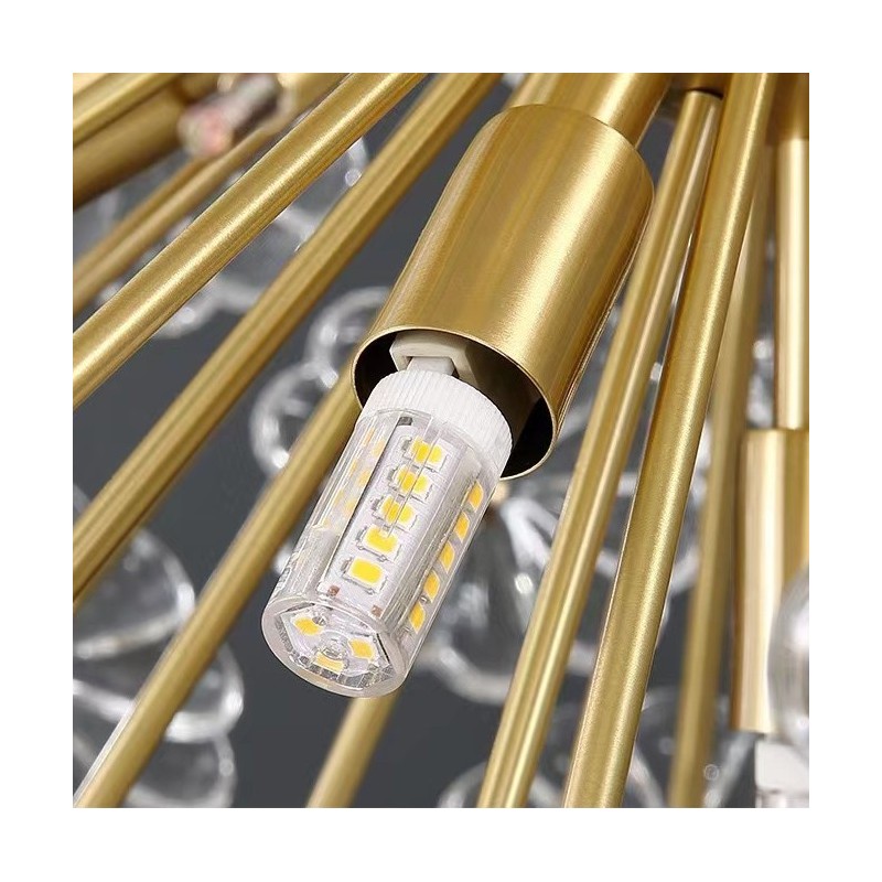 Nordic Spherical Brass Dandelion Crystal Pendant Light